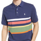 Polo Ralph Lauren Masculino Listrado Piqué Azul Tamanho Médio