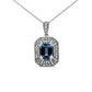 .925 Sterling Silver Blue Topaz and Diamond Accent Art Deco Style 18" Pendant Necklace (I-J Color, I1-I2 Clarity)