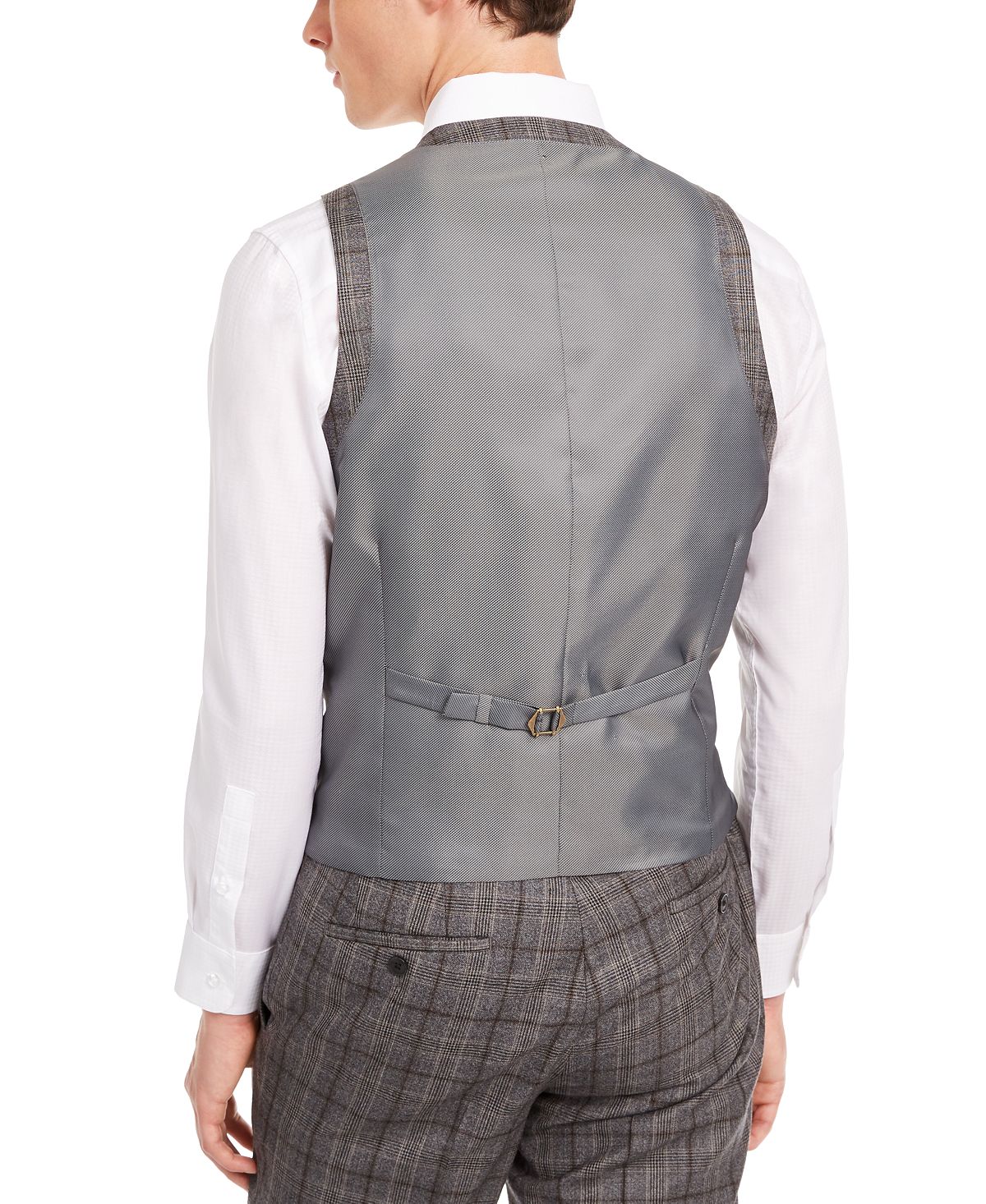 Colete masculino Bar III de lã misturada slim fit cinza tamanho grande