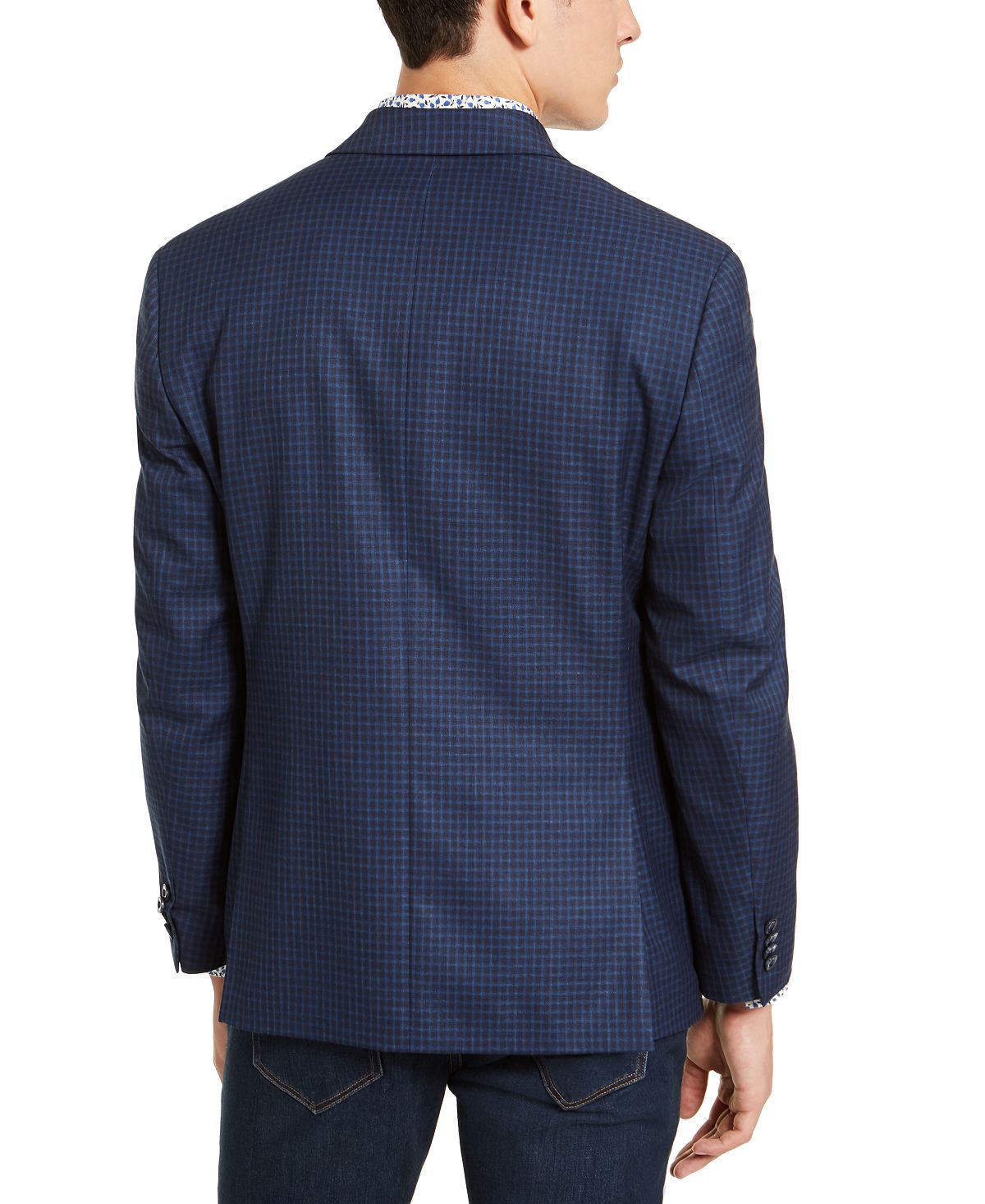 Casaco esportivo xadrez clássico masculino Michael Kors, azul, tamanho 44