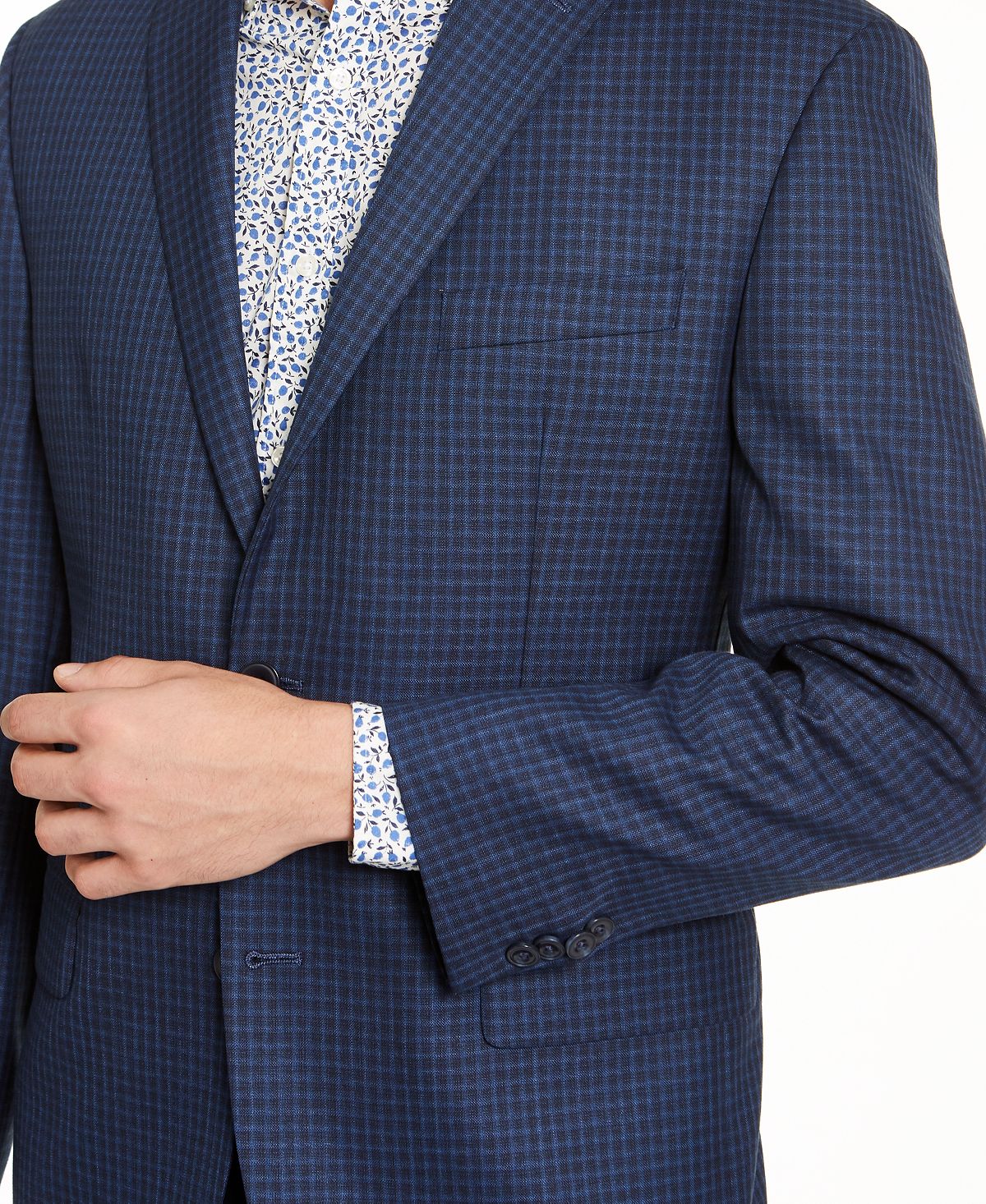 Casaco esportivo xadrez clássico masculino Michael Kors, azul, tamanho 44