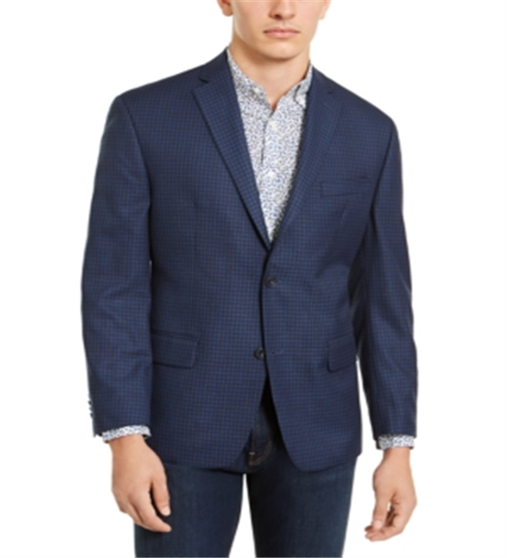 Casaco esportivo xadrez clássico masculino Michael Kors, azul, tamanho 44