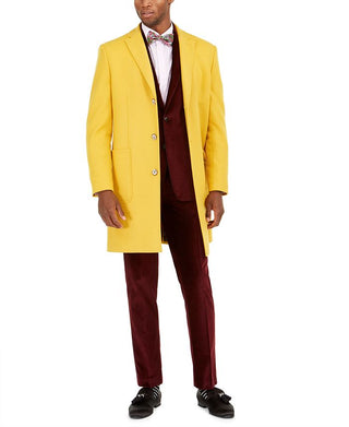Sobretudo masculino Tallia Solid amarelo tamanho grande