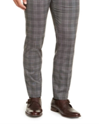 Calça social masculina Calvin Klein Slim Fit Stretch Xadrez resistente a rugas Cinza Tamanho 32X29