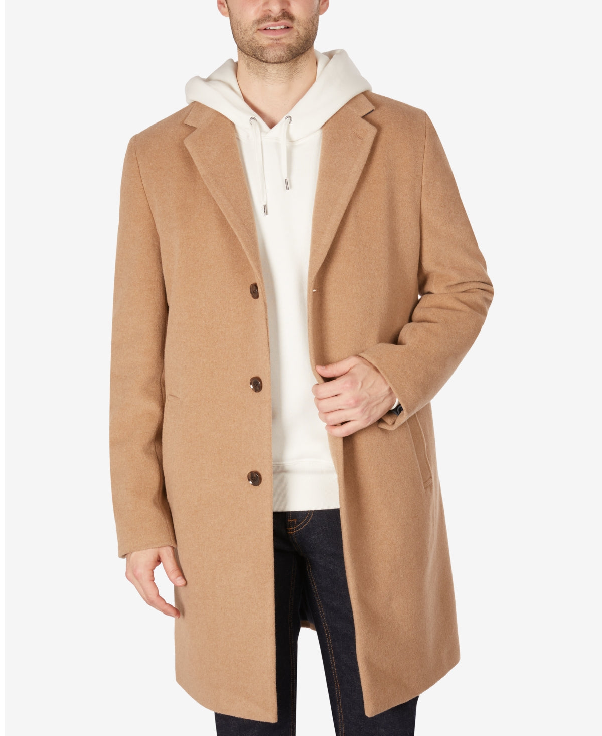 Sobretudo Tommy Hilfiger Addison Wool Blend Trim Fit Masculino Marrom Tamanho 36