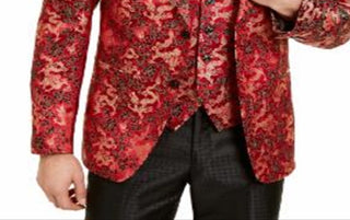 Tallia Masculino Curto Metálico Dragão Floral Cetim Jaqueta Vermelha Tamanho 42