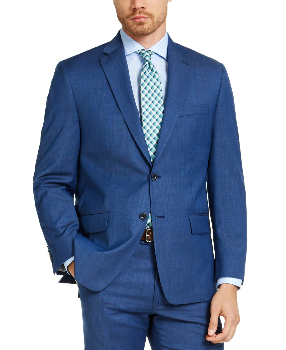 Jaqueta elástica masculina Michael Kors Modern Fit Airsoft azul tamanho 40