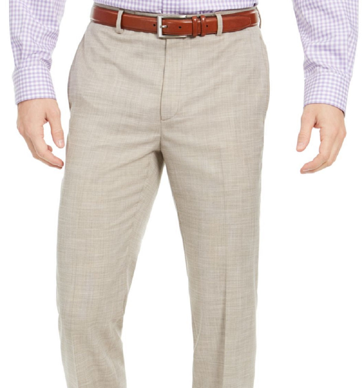 Calça Ralph Lauren Masculina Frente Lisa Perna Reta Ajuste Clássico Marrom Tamanho 36X32