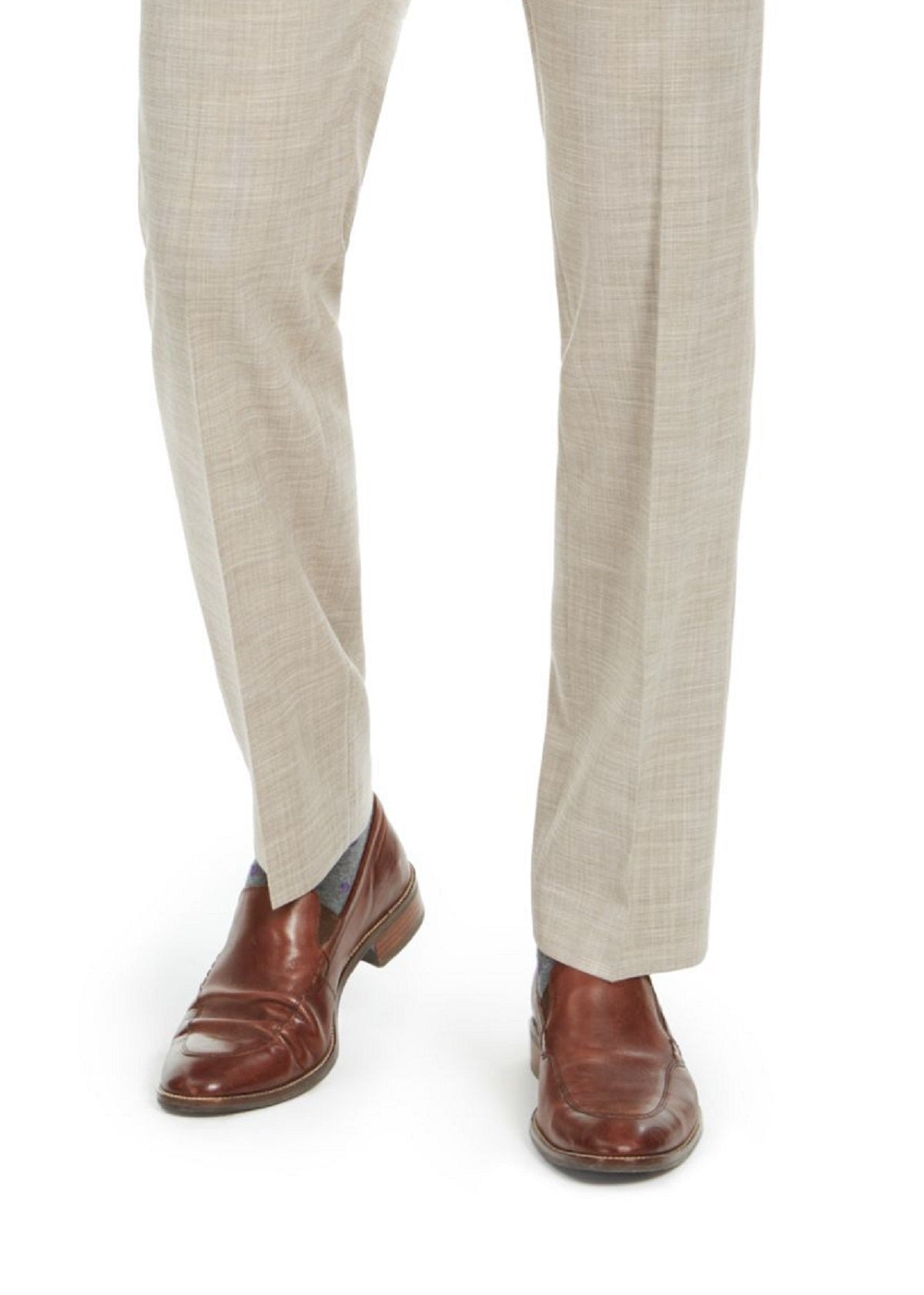 Calça Ralph Lauren Masculina Frente Lisa Perna Reta Ajuste Clássico Marrom Tamanho 36X32