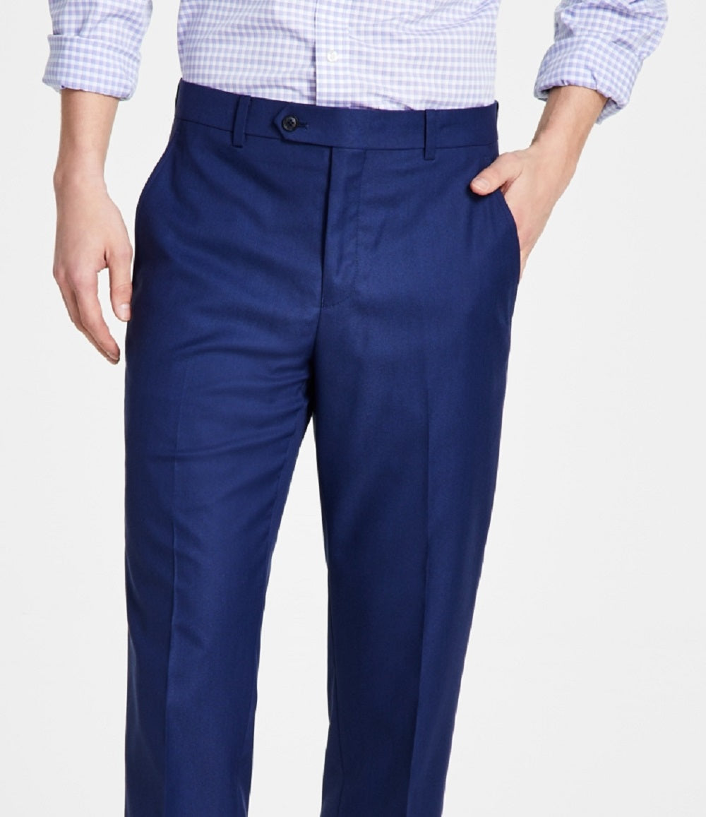 Calça de terno Alfani masculina slim fit elástica sólida azul tamanho 30x32