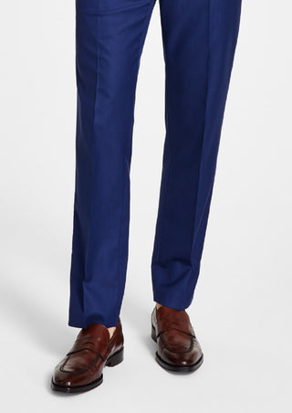 Calça de terno Alfani masculina slim fit elástica sólida azul tamanho 30x32