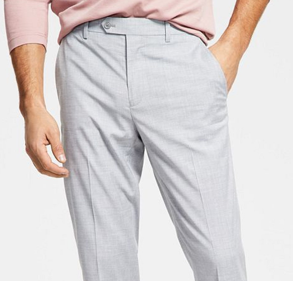 Calça de terno Alfani masculina slim fit stretch sólida cinza tamanho 34x32