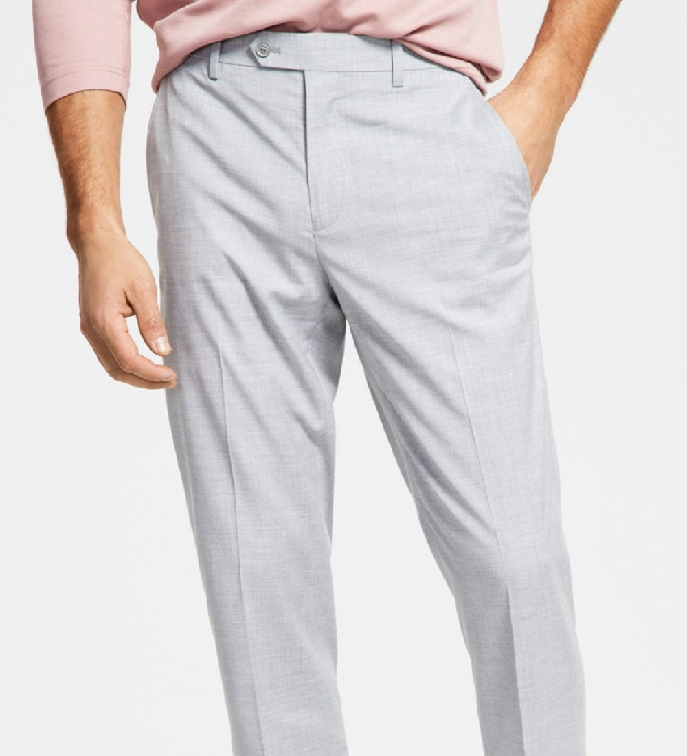 Calça de terno Alfani masculina slim fit stretch sólida cinza tamanho 36x32