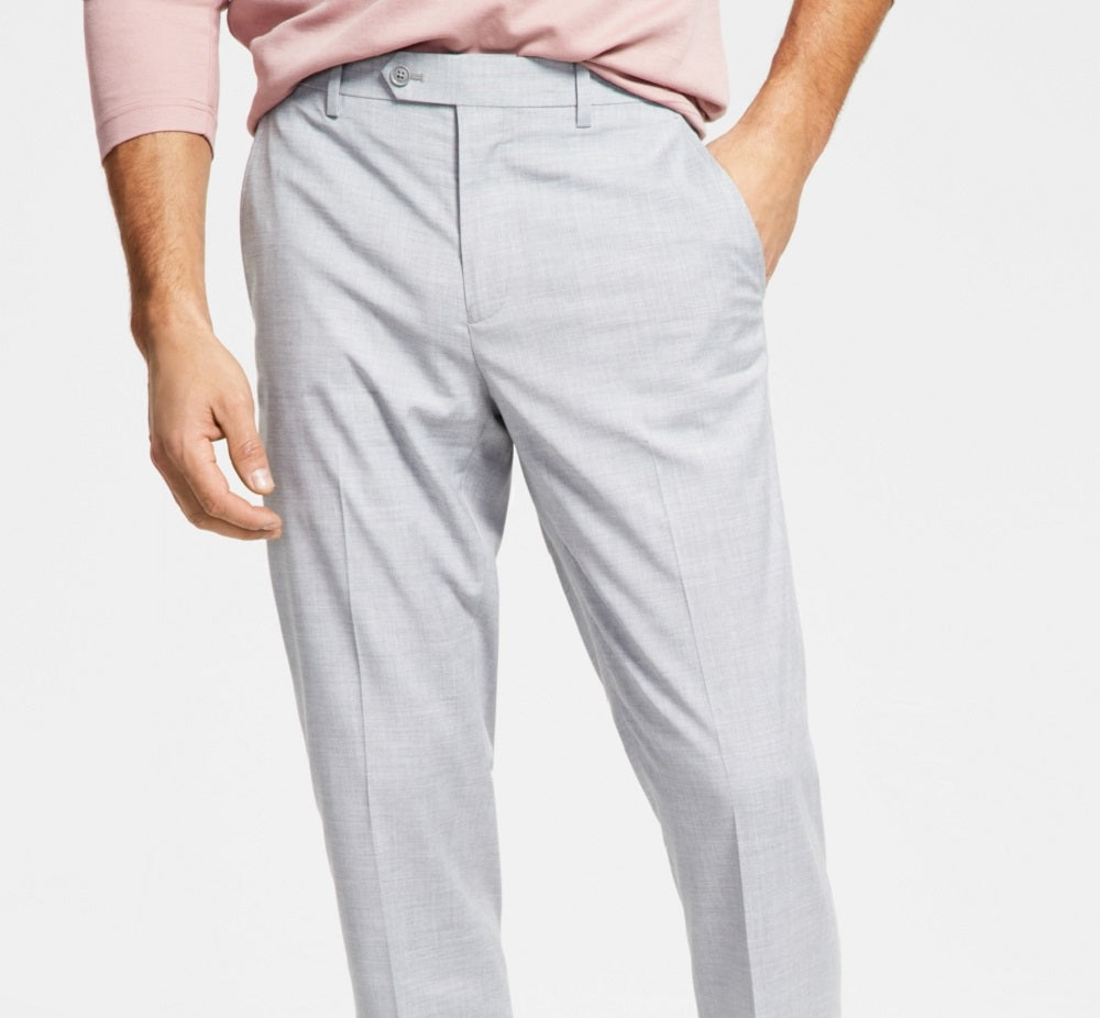 Calça de terno Alfani masculina slim fit stretch sólida cinza tamanho 36x34