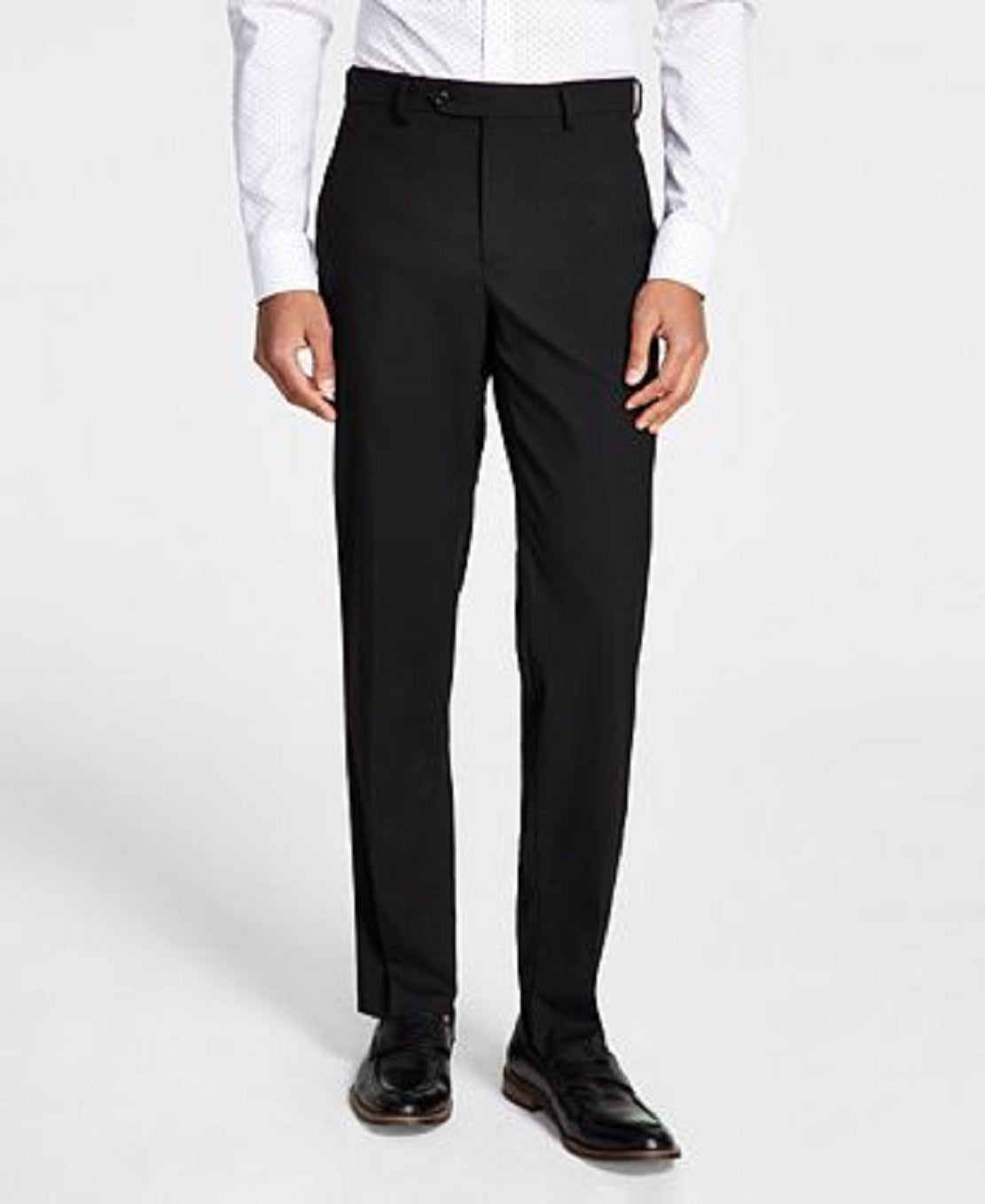 Calça de terno Alfani masculina slim fit elástica sólida preta tamanho 36x30