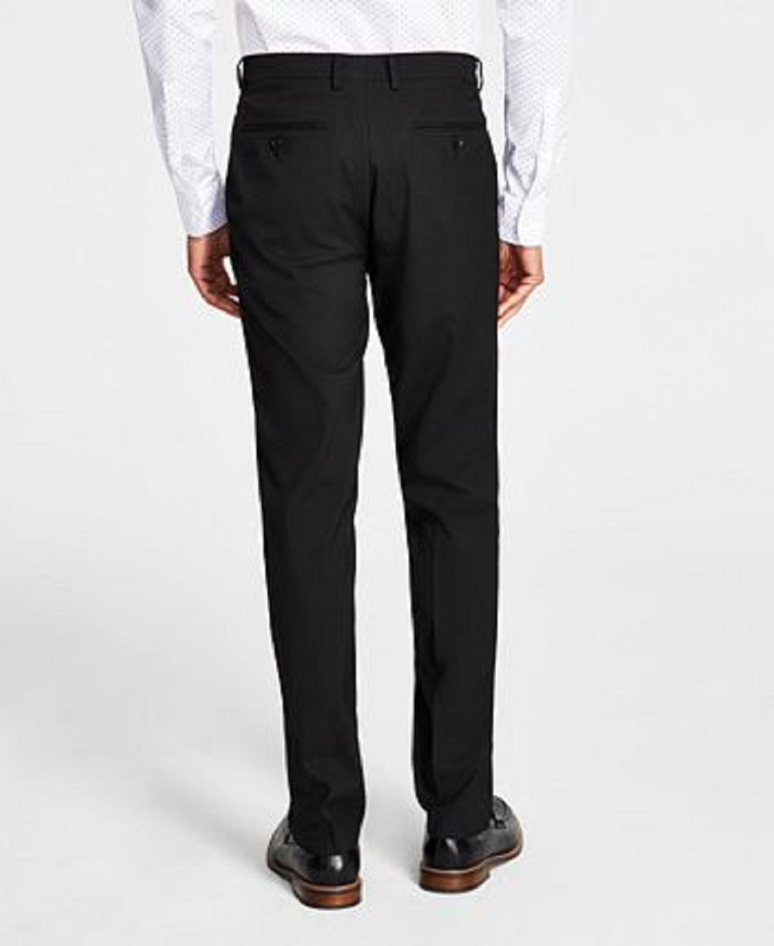 Calça de terno Alfani masculina slim fit elástica sólida preta tamanho 36x30