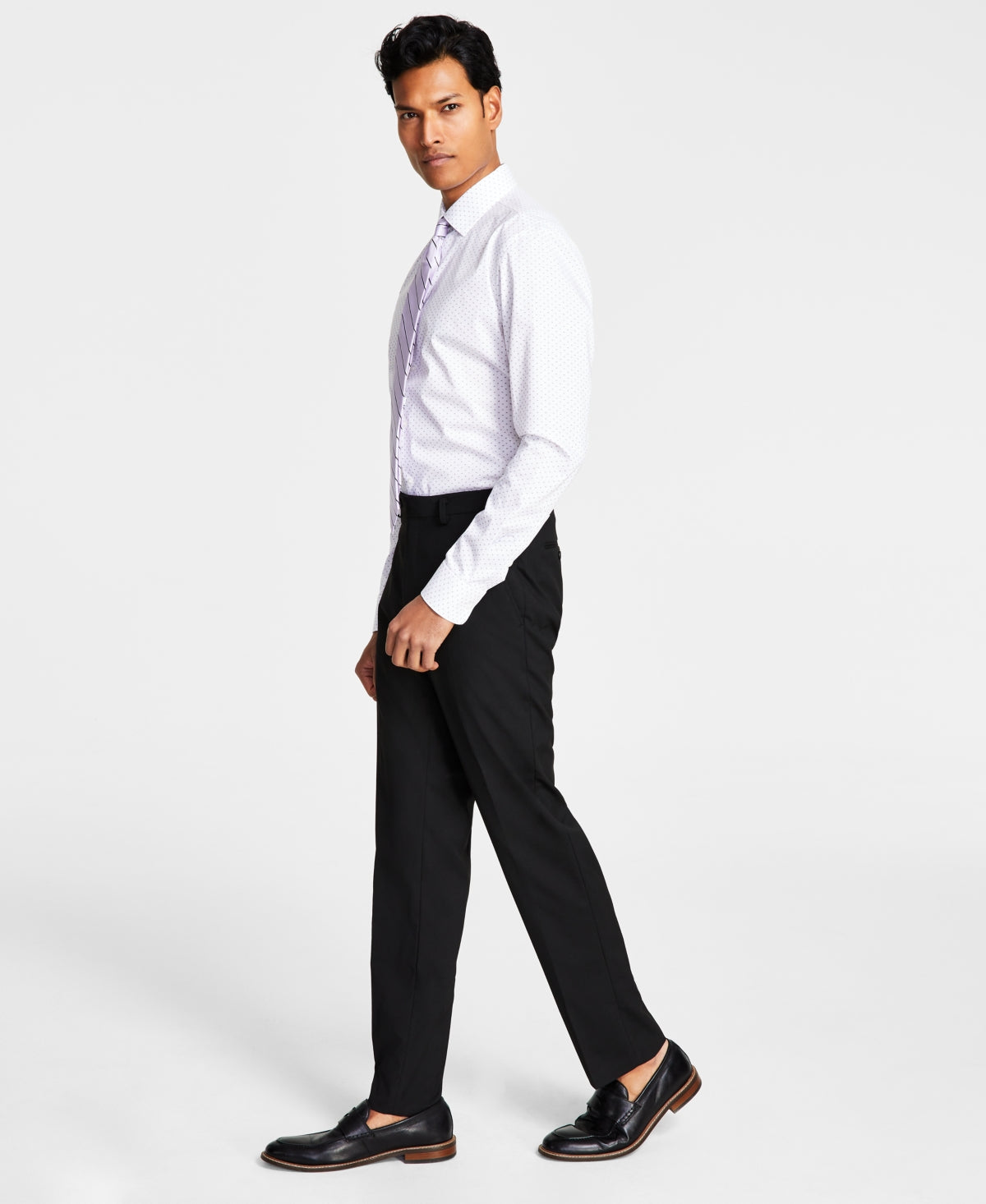 Calça de terno Alfani masculina slim fit elástica sólida preta tamanho 36x30
