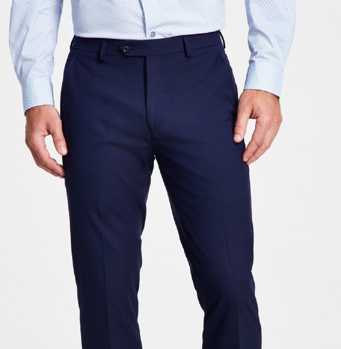 Calça de terno Alfani masculina slim fit elástica sólida azul tamanho 32x30