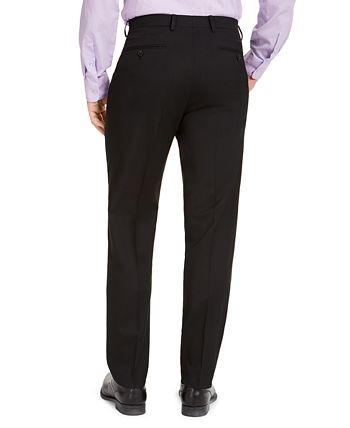 Calça de terno Alfani masculina clássica, elástica, lisa, preta, tamanho 33x30