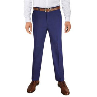 Calça de terno Alfani masculina clássica, elástica, lisa, azul, tamanho 34x30
