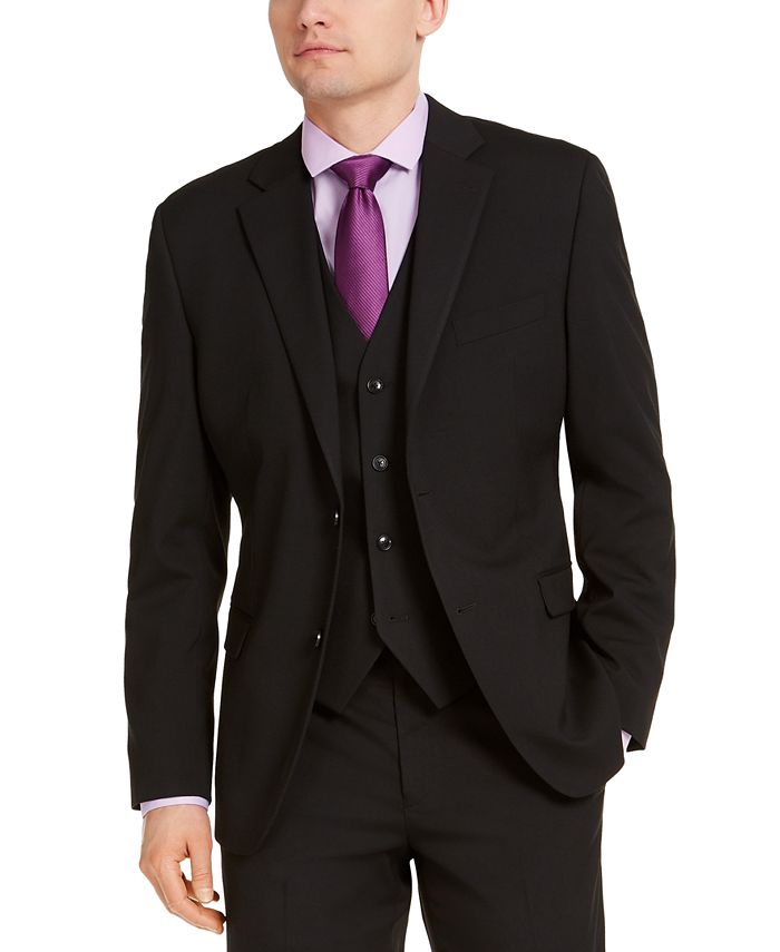 Jaqueta de terno masculina Alfani Classic Fit Stretch Solid, preta, tamanho 38