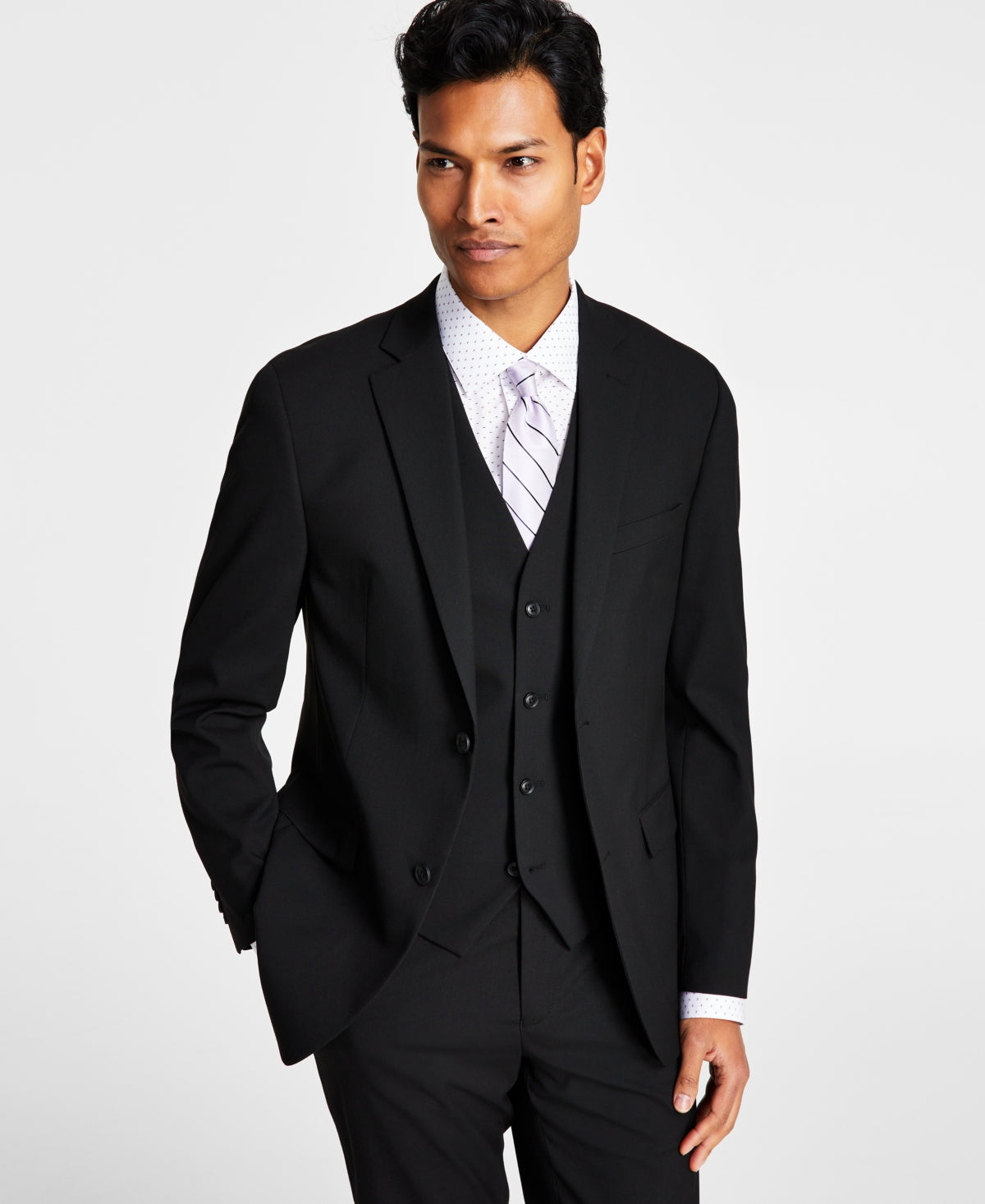Jaqueta de terno masculina Alfani Slim Fit Stretch Solid, preta, tamanho 40