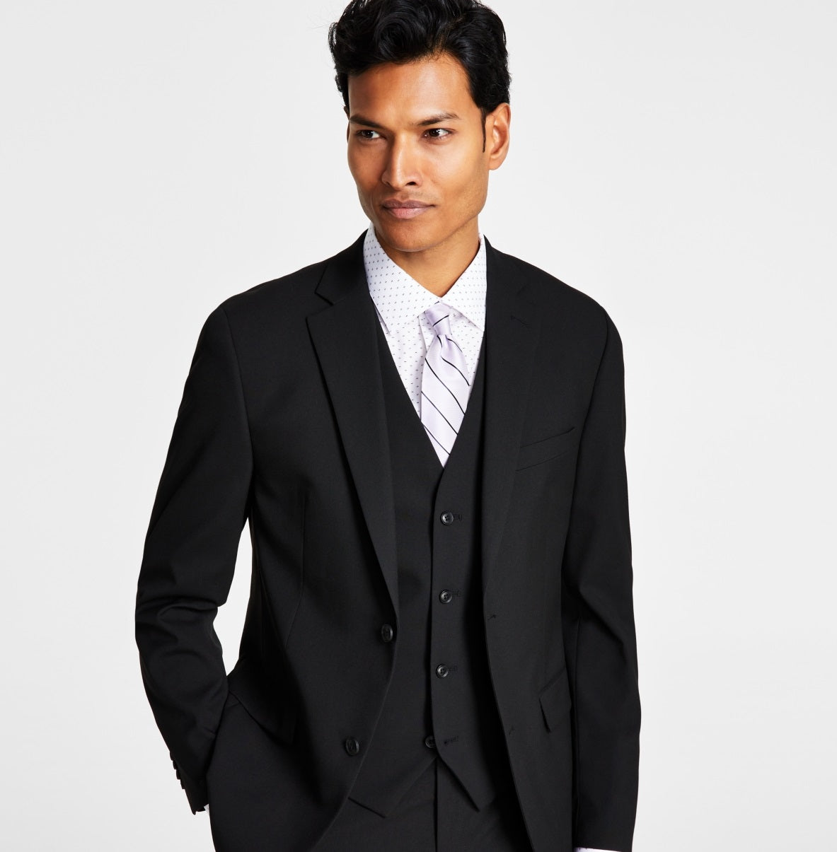Jaqueta de terno masculina Alfani Slim Fit Stretch Solid, preta, tamanho 40