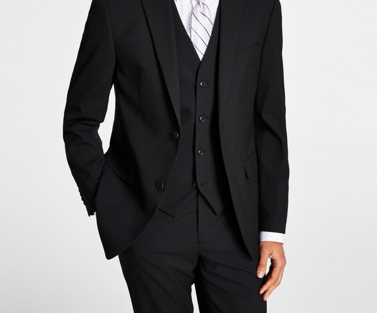 Jaqueta de terno masculina Alfani Slim Fit Stretch Solid, preta, tamanho 42