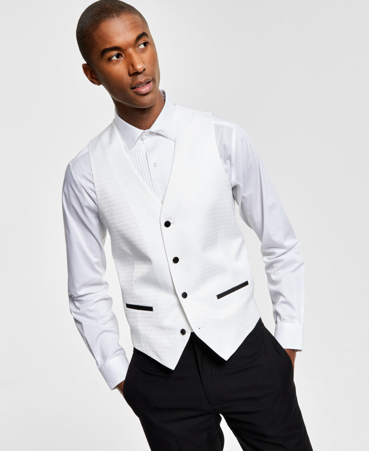 Colete de smoking elástico slim fit masculino Alfani, branco, tamanho médio