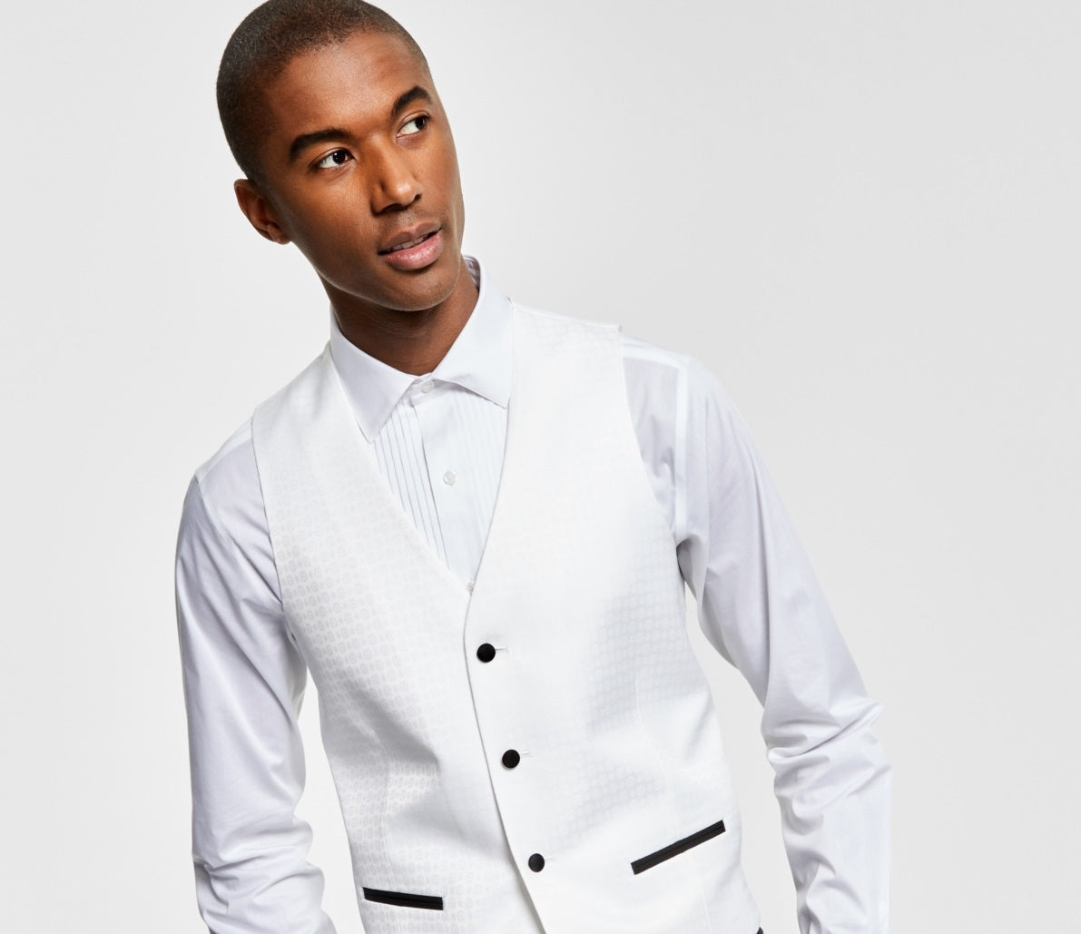 Colete de smoking elástico slim fit masculino Alfani, branco, tamanho médio
