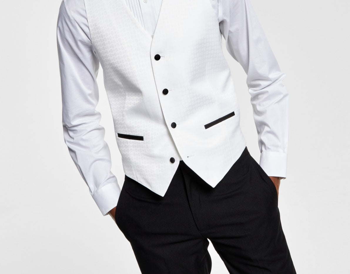 Colete de smoking elástico slim fit masculino Alfani, branco, tamanho médio