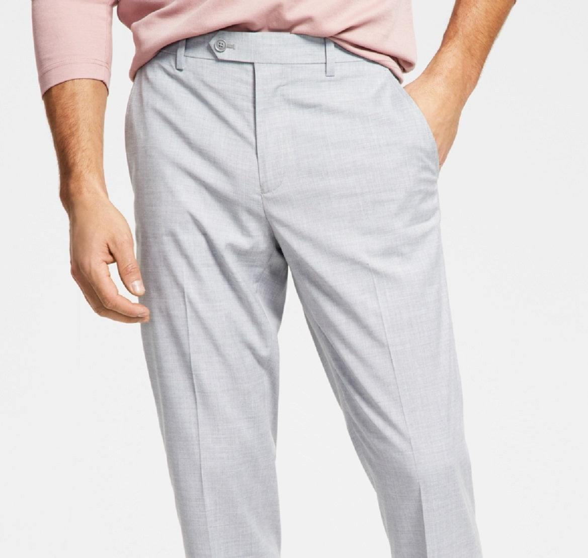 Calça de terno Alfani masculina slim fit stretch sólida cinza tamanho 32x34