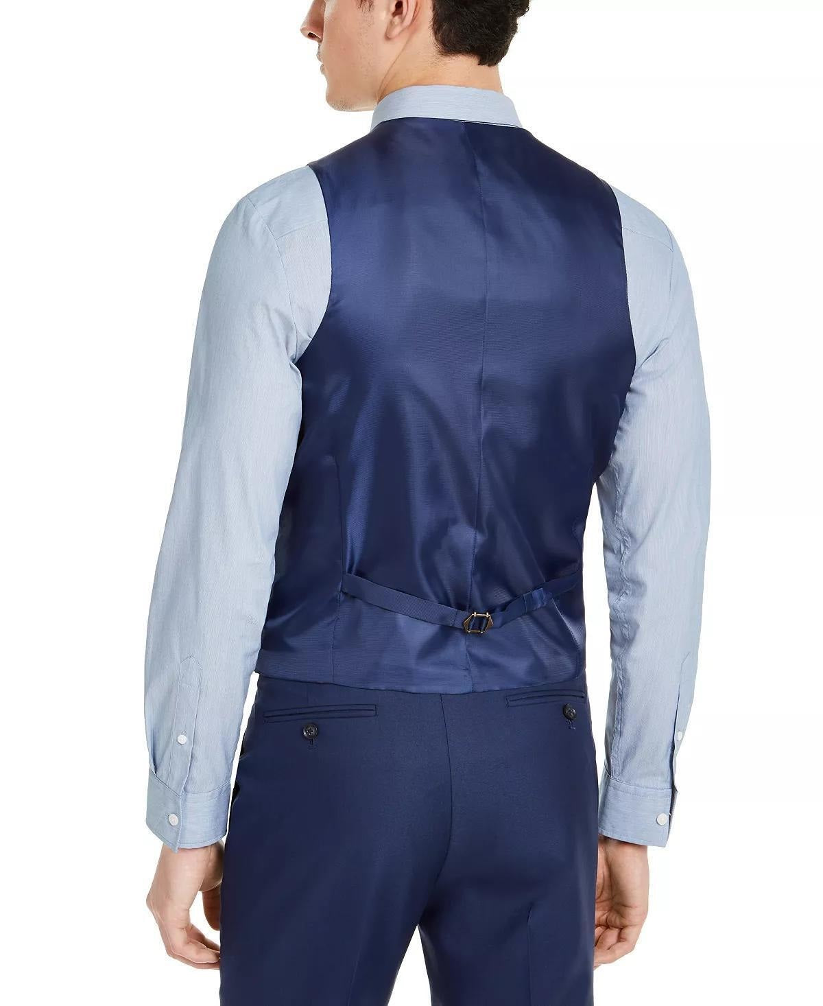 Colete Alfani Masculino Slim Fit Stretch Solid Azul Tamanho Médio