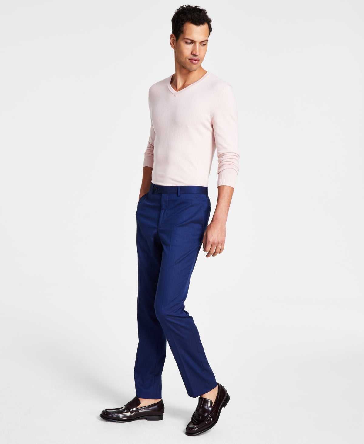 Calça social slim fit masculina Calvin Klein azul tamanho 46x32