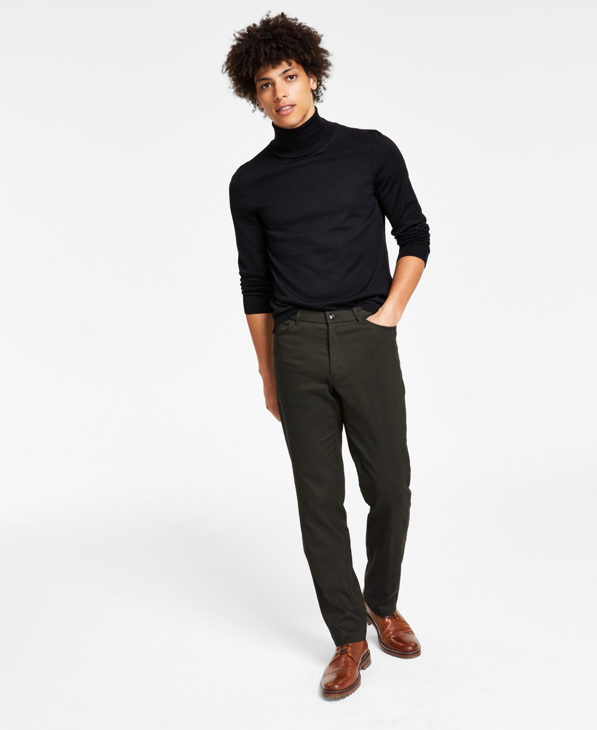 Calça Tommy Hilfiger Masculina Th Flex Modern Fit Sarja com Quatro Bolsos Verde Tamanho 40X32