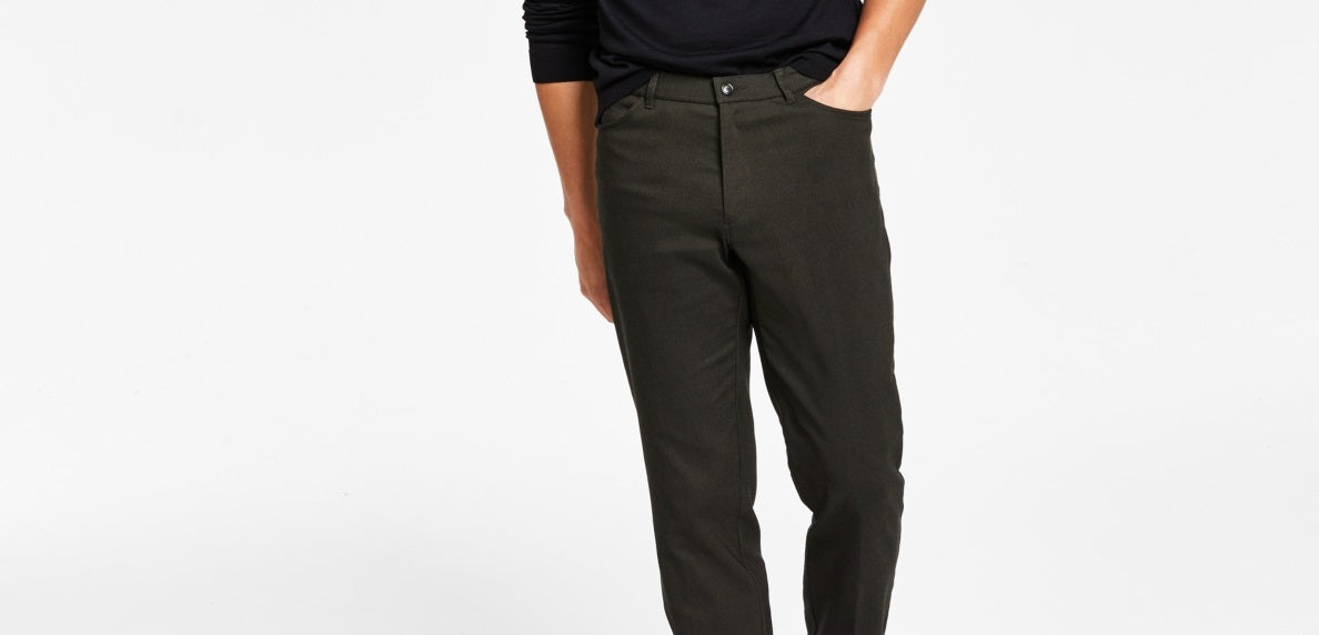 Calça Tommy Hilfiger Masculina Th Flex Modern Fit Sarja com Quatro Bolsos Verde Tamanho 40X32