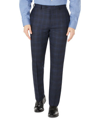 Terno Calvin Klein Masculino Infinite Stretch Windowpane de Lã Calça Separada Azul Tamanho 32X32