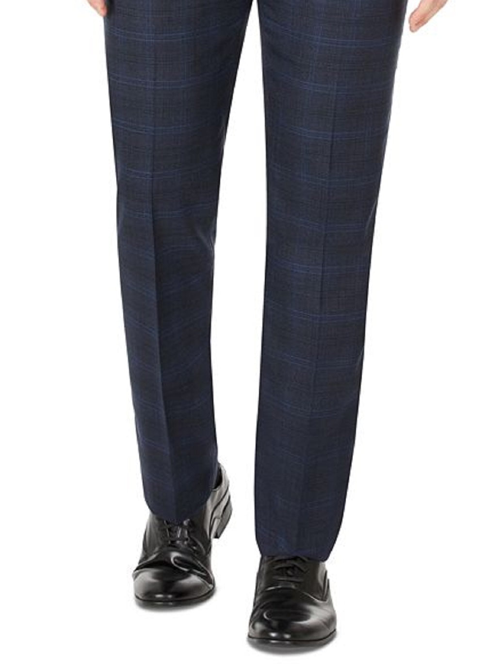 Terno Calvin Klein Masculino Infinite Stretch Windowpane de Lã Calça Separada Azul Tamanho 32X32