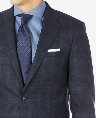 Calvin Klein Terno Masculino de Lã Windowpane Jaqueta Separada Azul Tamanho 38