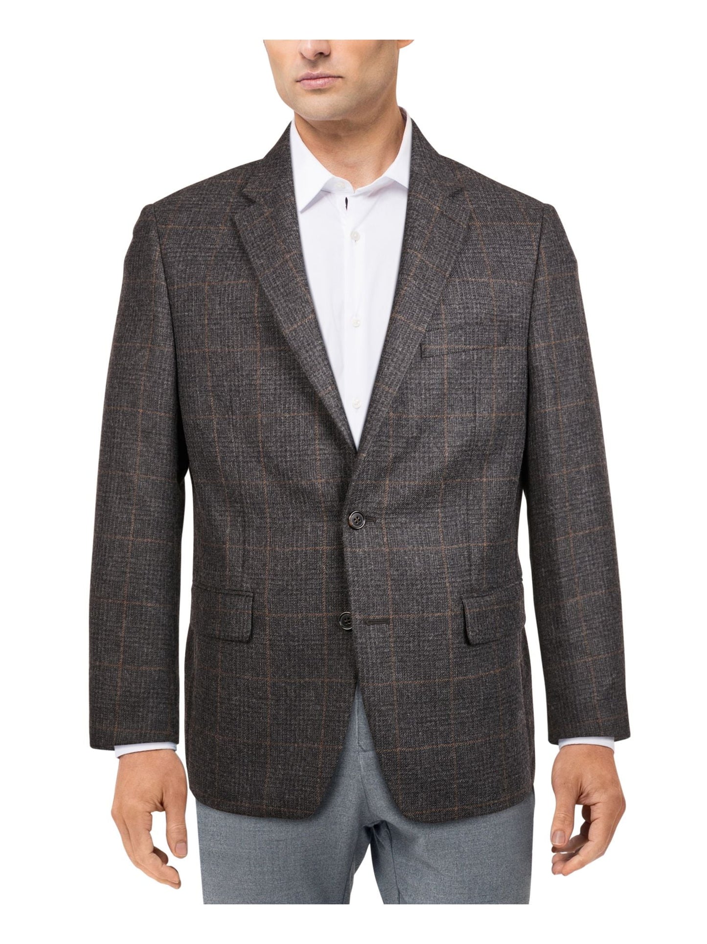 Ralph Lauren Masculino Xadrez Longo Classic Fit Cinza Tamanho 44