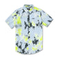 Camisa masculina Volcom Saturate de manga curta, azul-limão, tamanho P/M