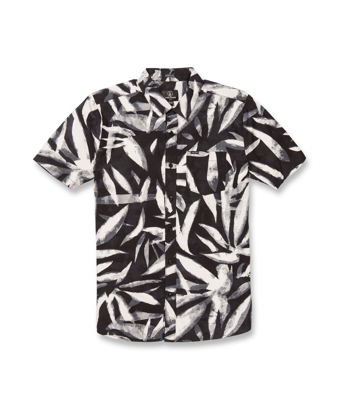 Camisa Volcom Echo Leaf Manga Curta Masculina Preta Tamanho Médio