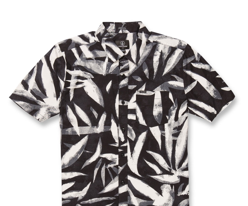 Camisa Volcom Echo Leaf Manga Curta Masculina Preta Tamanho Médio