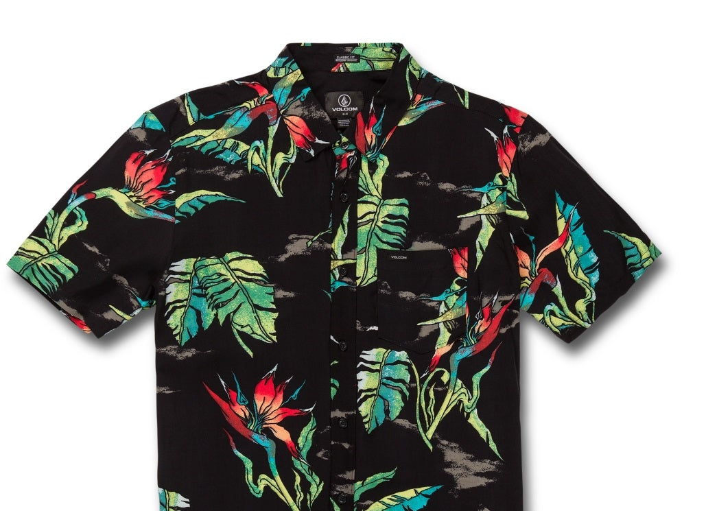Camisa Volcom Masculina Birds Of Raredise Manga Curta Preta Tamanho X-G