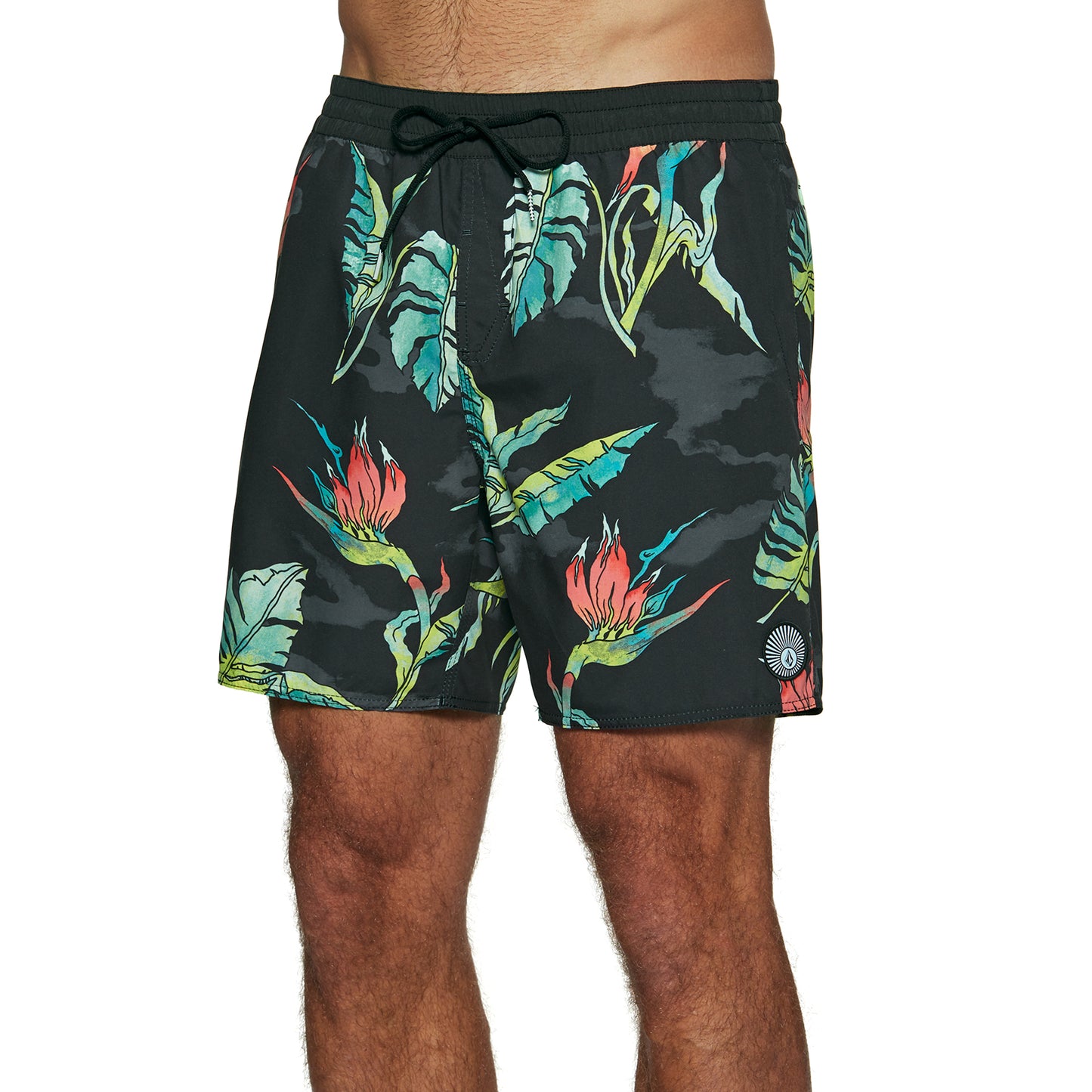 Calção de banho masculino Volcom Beach Bunch preto tamanho pequeno