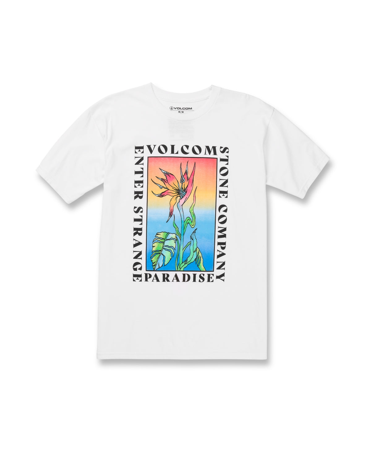 Camiseta Volcom Strange Paradise masculina, manga curta, branca, tamanho médio