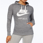 Moletom Nike Feminino com Capuz e Zíper em Malha Cinza Tamanho XS