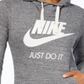 Moletom Nike Feminino com Capuz e Zíper em Malha Cinza Tamanho XS
