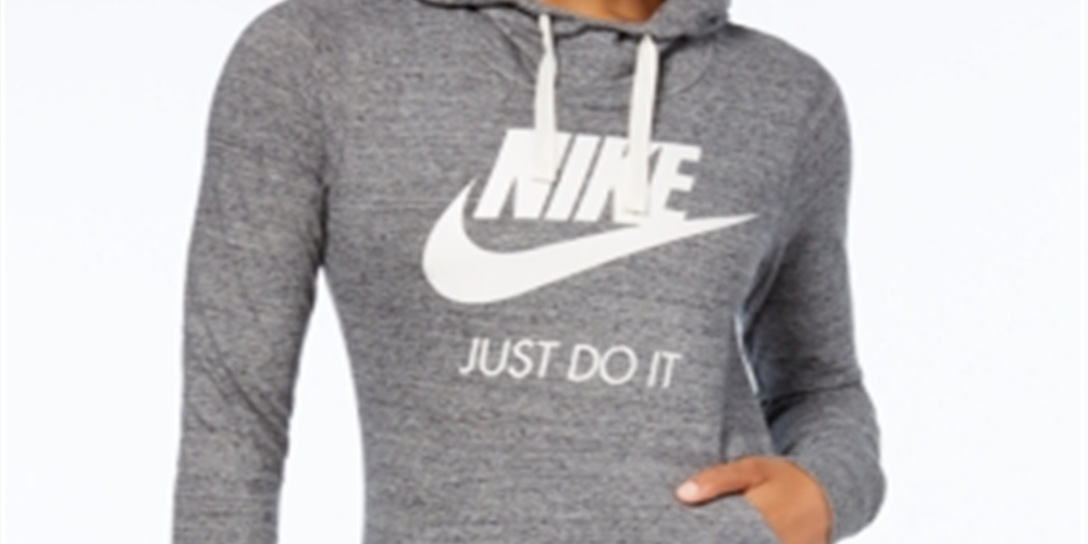 Moletom Nike Feminino com Capuz e Zíper em Malha Cinza Tamanho XS