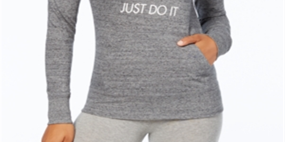 Moletom Nike Feminino com Capuz e Zíper em Malha Cinza Tamanho XS